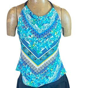 Jantzen Tankini Swimsuit Top Turquoise Blue M #135L